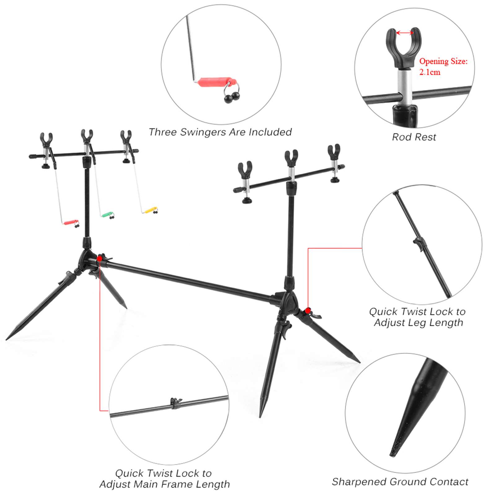 Lixada 3-in-1 Fishing Rod Pod  - Bite Indicator ulasan dan harga