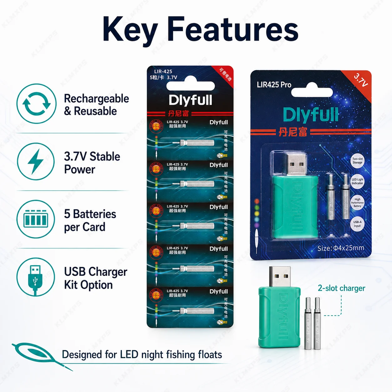 LIR425 3.7V Rechargeable Lithi - Fish Finder Charger ulasan dan harga
